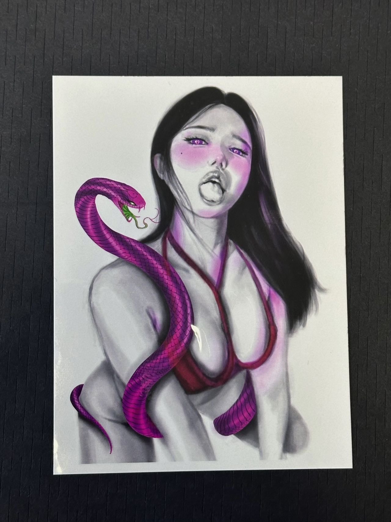 Beautiful Woman and Snake Temporary Tattoo