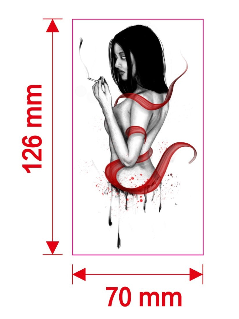 Dark Black Portrait Temporary Tattoo