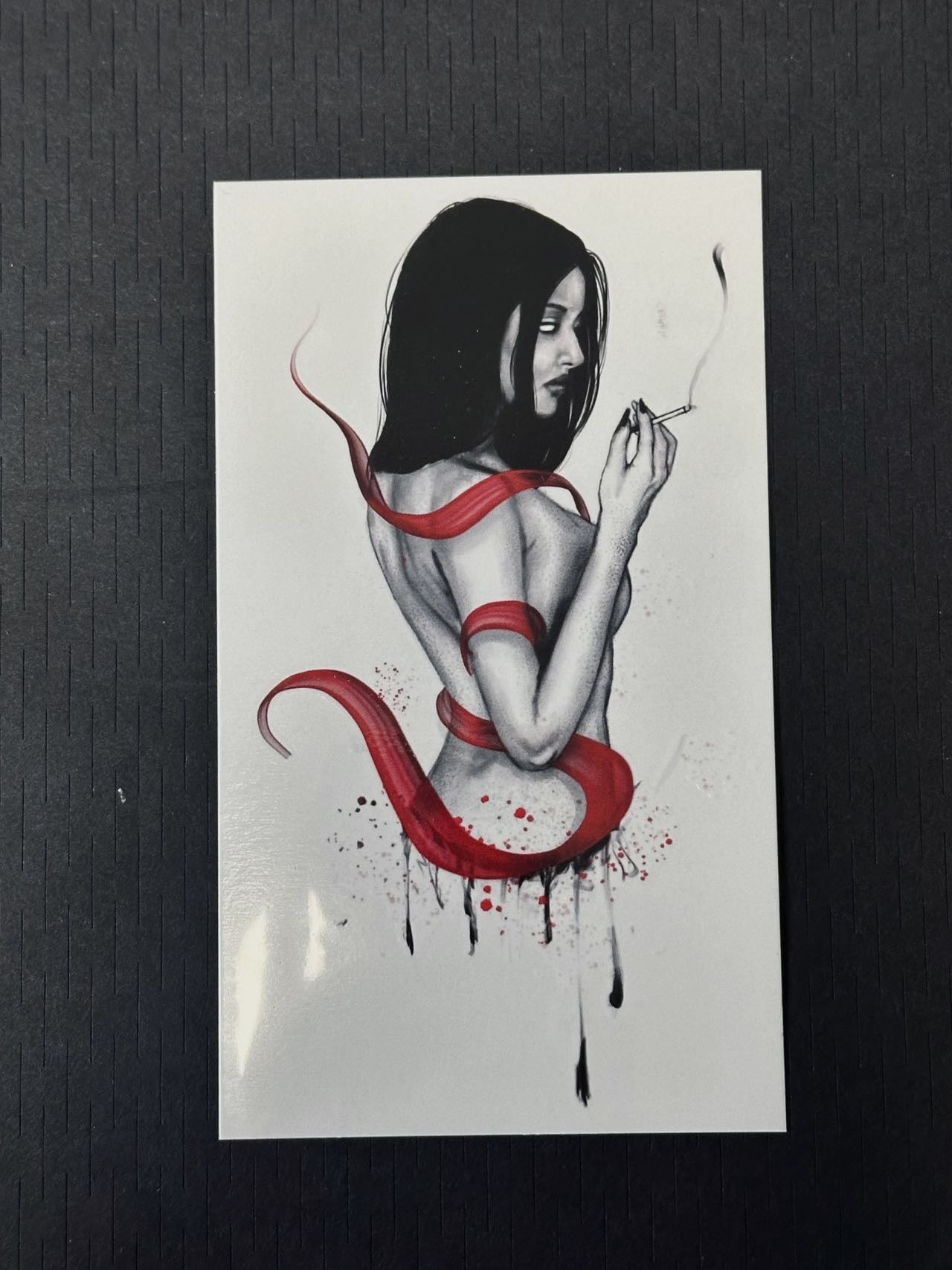 Dark Black Portrait Temporary Tattoo