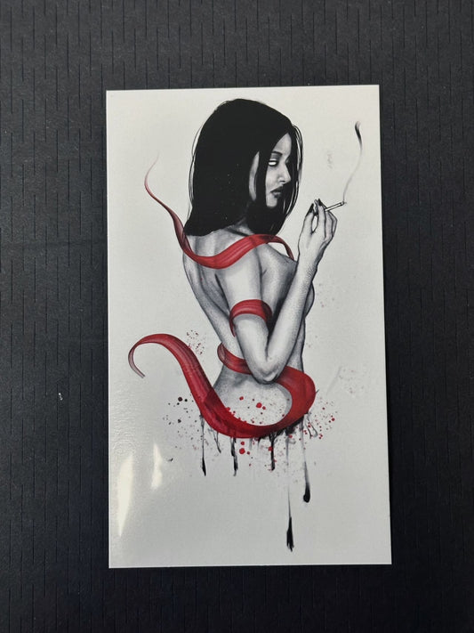 Dark Black Portrait Temporary Tattoo